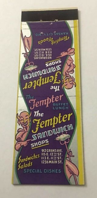 Vintage Matchbook Cover Matchcover The Tempter Sandwich Shops Kansas City Mo