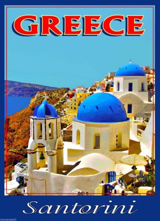 Santorini Island Greece Aegean Greek European Travel Poster Art Advertisement