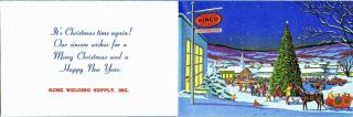 Airco Welding Company Old Car Town Tree Family Kid VTG Christmas Greeting Card 3
