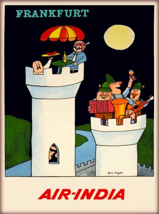 Frankfurt Air - India Vintage Germany Airline Travel Advertisement Art Poster