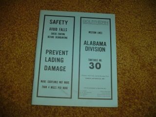 1981 Southern Railway - Alabama Division Timetable - Number 30 - Map,  Rules - - Vg Con
