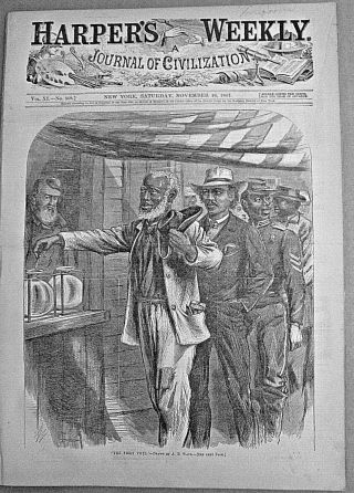 " The First Vote " Freedmen Marching To The Ballot - Box Fine 1867 Harper 