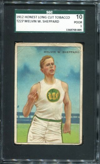 1912 Honest Long Cut Tobacco T227 Melvin W.  Sheppard Sgc 10 Poor 1 Runner