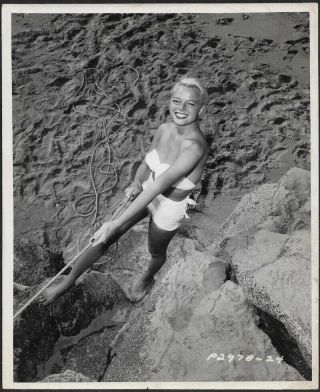 Bathing Beauty Pin - Up Starlet Janet Thomas California Vintage 1947 Photograph Nr