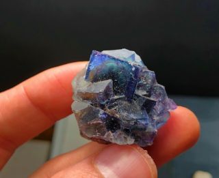 Blue & Purple Fluorite Crystals: Okarusu Mine.  Otjiwarongo,  Namibia