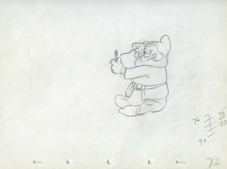 Happy The Dwarf Snow White Disney Feature Film Production Cel Drawing 1937