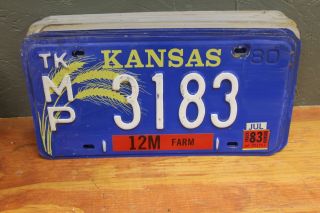 Vintage 1980 - 83 Kansas License Plate Tag Mp 3183 Mcpherson County Truck Wheat