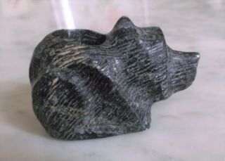 Old Hand Carved Haida Bear Totem Argillite Pipe 2 3/8 " X1 1/2 "