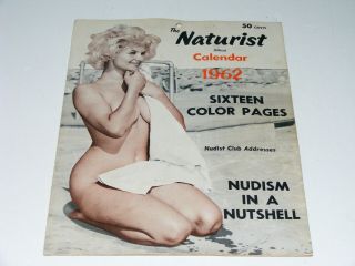 Vintage 1962 Naturist Calendar Nudist Full Frontal Nudes Pin - Up Girls Swingers