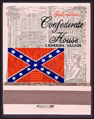 Caddy 1960s Confederate House 20s Full Match Book 3 - Raleigh,  Nc