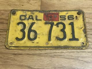 1956 1957 California Motorcycle License Plate