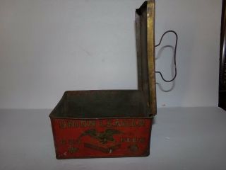Vintage Union Leader Cut Plug Red Tobacco Tin Lunch Box Bale Handle Latch 3