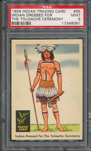 1959 Fleer Indian Trading Card 65 Indian Dressed For The Psa 9 8061