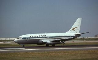 Frontier Airlines Boeing 737 - 200 Old Colors N7373f 1977 - 35mm Slide