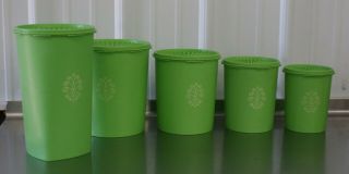 Vintage Tupperware Apple Green 5 Piece Nesting Canister Set