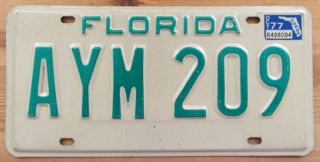Florida 1977 License Plate Aym 209