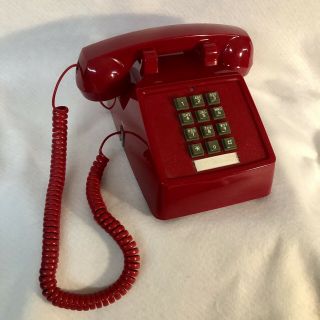 Vintage Cetis Red Telephone Push Button Touch Tone Desk Phone Two Lines