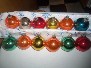 12 - Vintage Shiny Brite Glass Christmas Ornaments Some Rare Orange Color 2 - 1/4 "