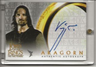 Viggo Mortensen Auto Signed 2002 Topps Lotr Two Towers Aragorn Autograph Card