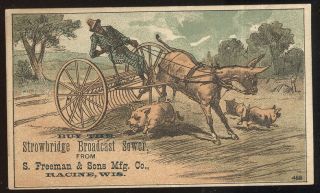 1880s Trade Card Advertising Strowbridge Broadcast Sower,  Racine,  Wi.  Black Man