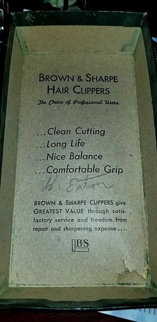 Antique 1925 BROWNE & SHARPE No.  1 Bressant HAIR CLIPPERS Chrome,  Box 7