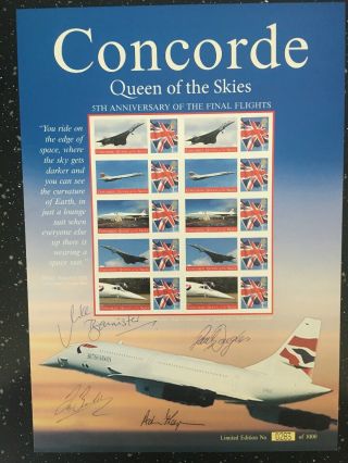 The Ultimate Concorde Sheet.  Signed By 4 Captains.  Awesome And Rare Signed Sheet