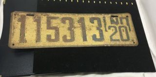 1920 Indiana Automobile License Plate