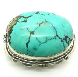 Navajo Design Oval Turquoise Sterling Silver 925 Belt Buckle 162g Rey442