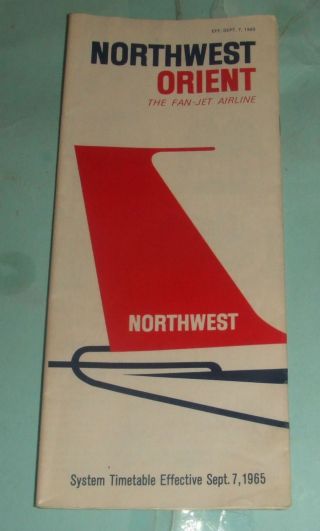 United States North - West Orient Fan - Jet Airline Timetable September 7,  1965.