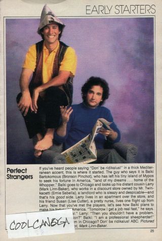 1986 Tv Debut Article Perfect Strangers Bronson Pinchot & Mark Linn - Baker