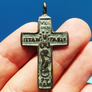Antique Pirate Times Crucifix Cross Old Religious Blessed Virgin Prayer Pendant