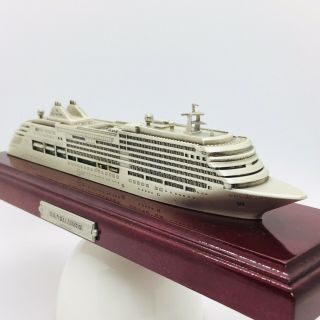 Silversea Cruise Ship Silver Muse Pewter Model Mounted On Wood Made In Italy