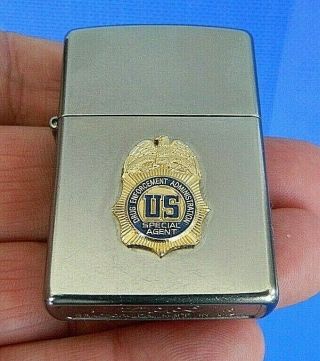 Zippo Lighter Special Agent Badge Drug Enforcement Agency Department Of Justice