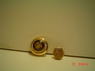 2 Vintage Ups United Parcel Service Jewelry Collectibles,  Old Pin & Button Cover