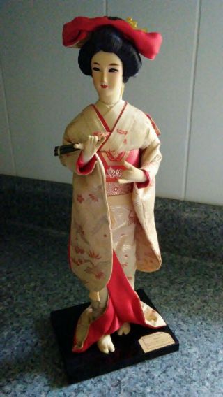 Vintage Japanese Geisha Bride Doll 16 " Mounted On Stand Nishi Doll " Hanayome "