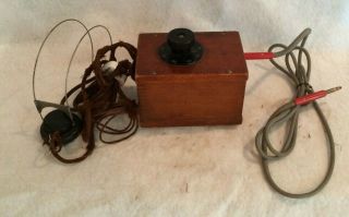 Antique Western Electric R - 9572 Headset & Wooden Box Testing Device Equip.