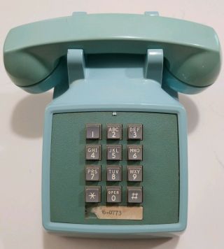 Retro Blue Phone Push Button Vintage Telephone Desk No Cord Western Electric