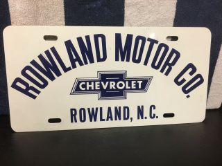 Vintage Rowland Motor Co.  Chevrolet Booster Tag Rowland North Carolina