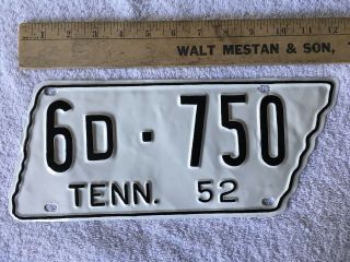 1952 Tennessee State Shape License Plate 6d - 750 Washington County Re - Painted