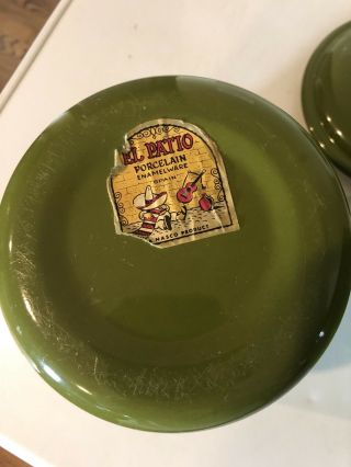 El Patio Porcelain Enamelware Set of 4 Canisters Avocado Green vintage Pre - owned 4