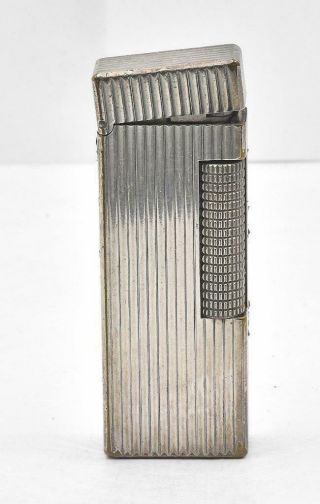 Vintage Dunhill Rollagas Silver Plated Ribbed Cigarette Lighter Switzerland