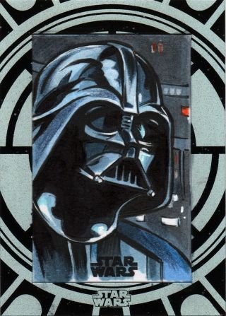Rare Darth Vader 2015 Topps Star Wars High Tek Sketch Card By Brad Hudson
