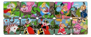 Disney Alice In Wonderland Character Connection Le Puzzle Pin Complete Set