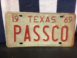 Vintage 1969 Texas Vanity License Plate (passco)