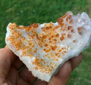 Orange Iron Oxide on Smoky Quartz Crystal Points Diamond Hill South Carolina 7