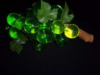Vintage Lime Green Acrylic Lucite Grape Cluster With Driftwood Mid Century