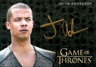 Game Of Thrones Valyrian Steel Gold Autograph Card Jacob Anderson As Grey Worm