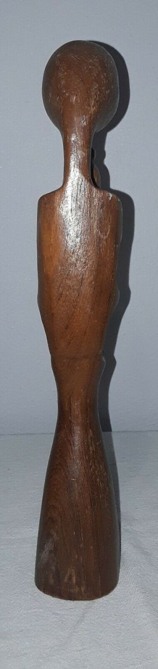 MID CENTURY MODERN CARVED WOOD ART SCULPTURE STATUE LADY HOLDING BABY 3