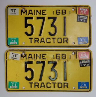 1968 Issue Maine Tractor License Plates 5731