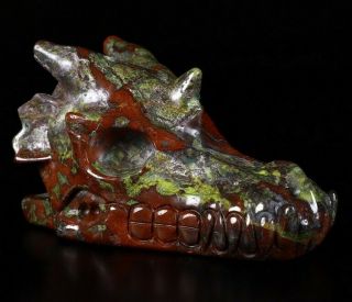 5.  2 " Dragon Blood Jasper Carved Crystal Dragon Skull,  Crystal Healing
